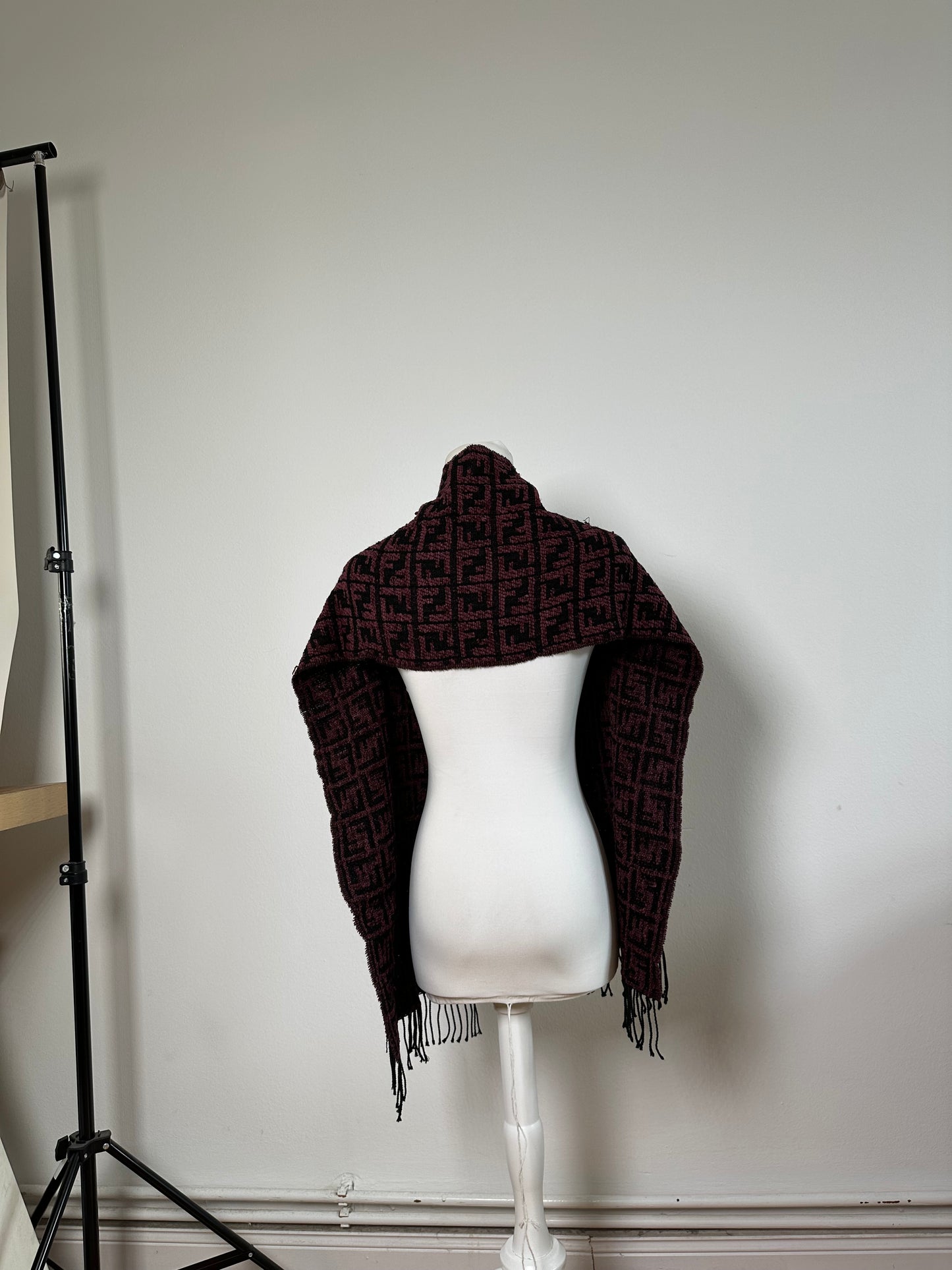 Vintage Fendi FF Monogram Shawl Black Pink