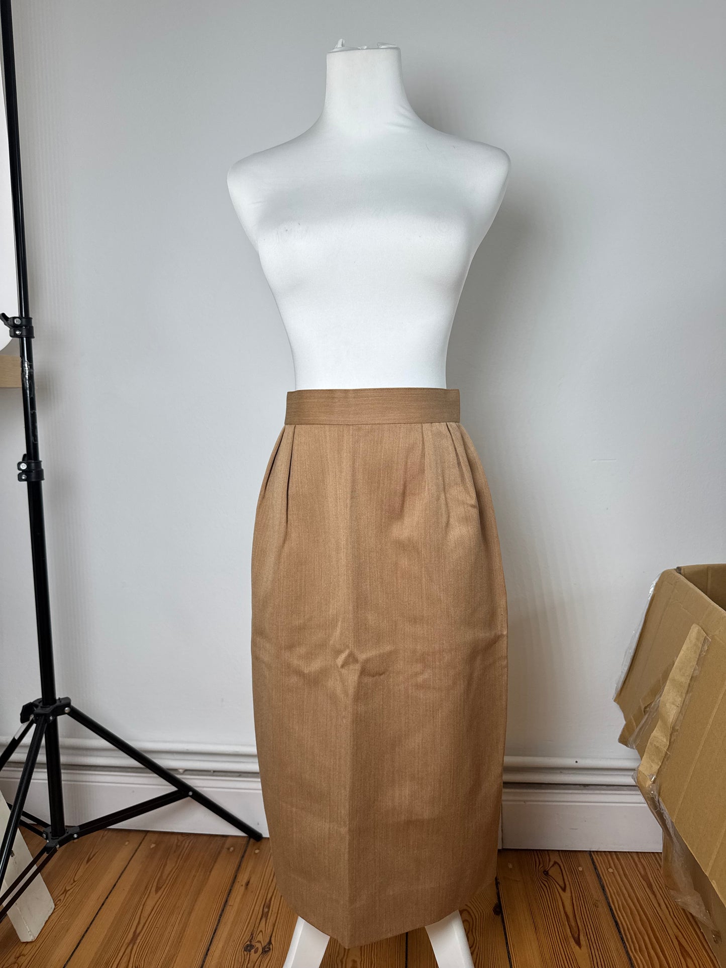 Vintage Dior Linen Skirt Brown L