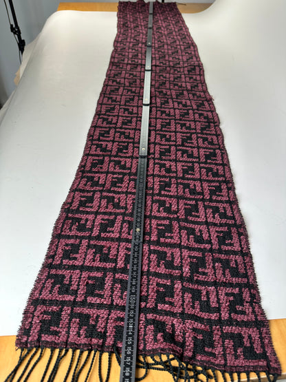 Vintage Fendi FF Monogram Shawl Black Pink