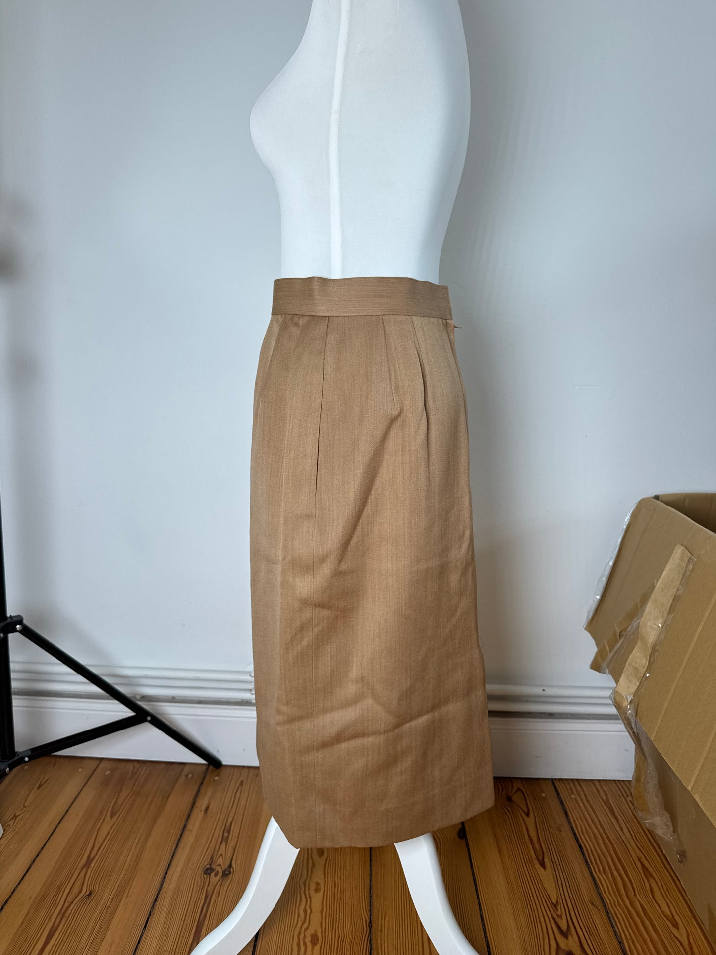 Vintage Dior Linen Skirt Brown L