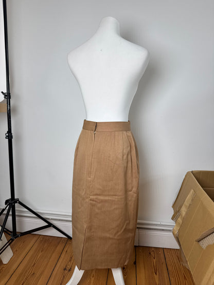 Vintage Dior Linen Skirt Brown L