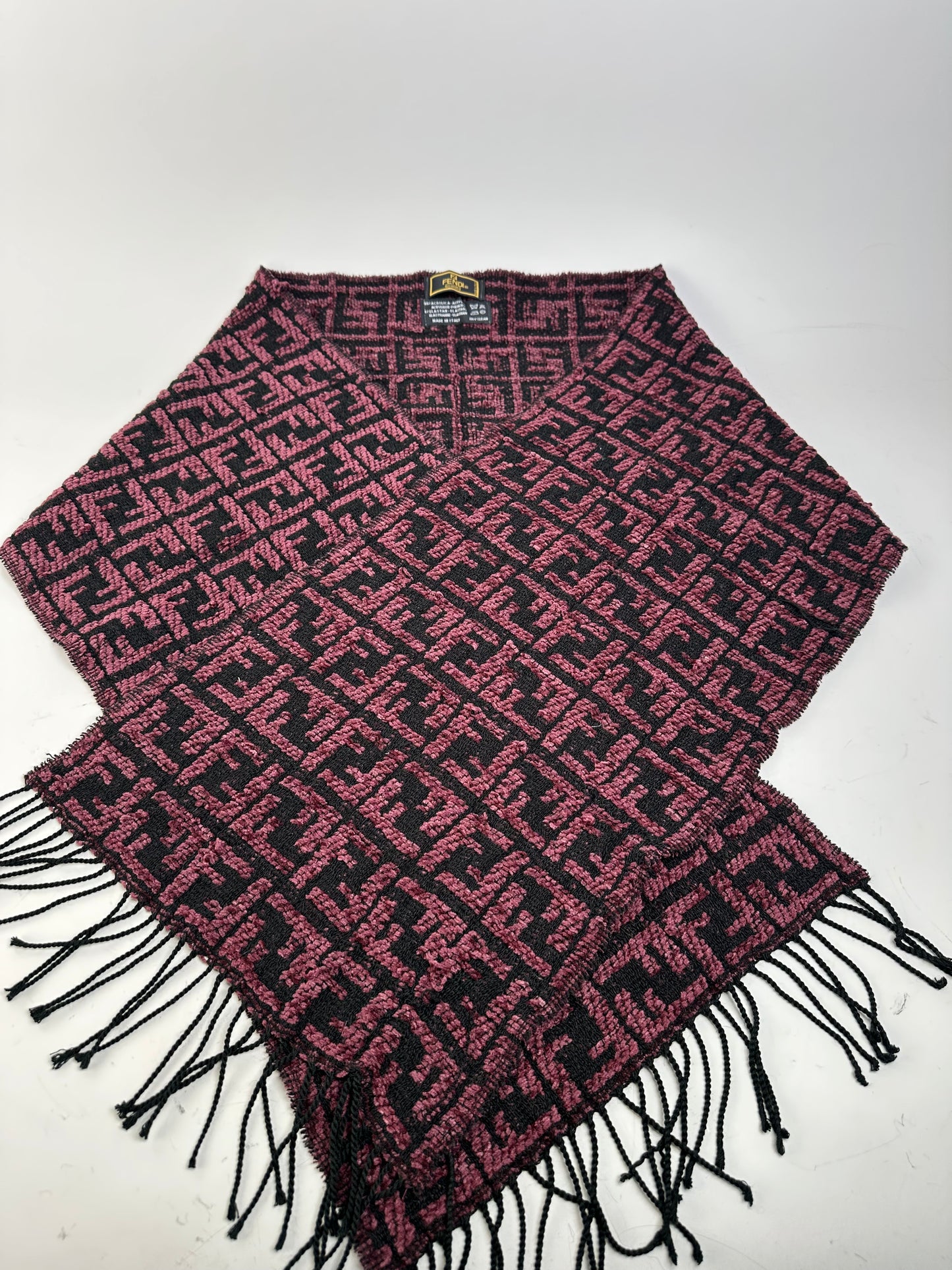 Vintage Fendi FF Monogram Shawl Black Pink