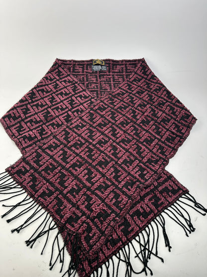 Vintage Fendi FF Monogram Shawl Black Pink