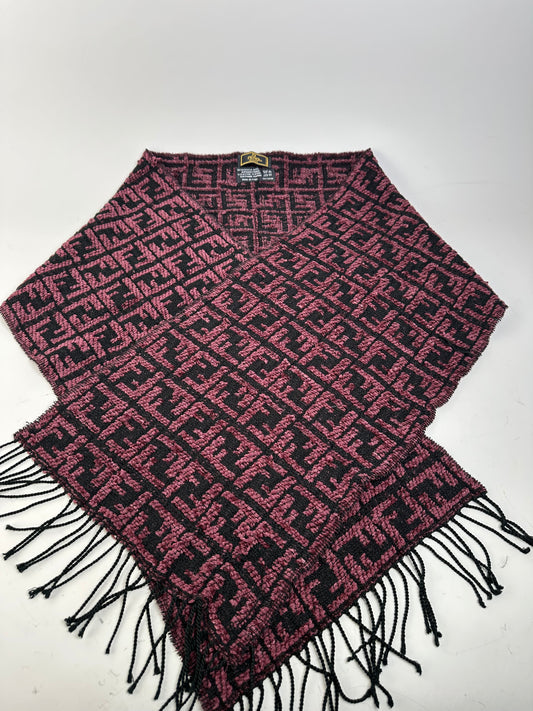 Vintage Fendi FF Monogram Shawl Black Pink