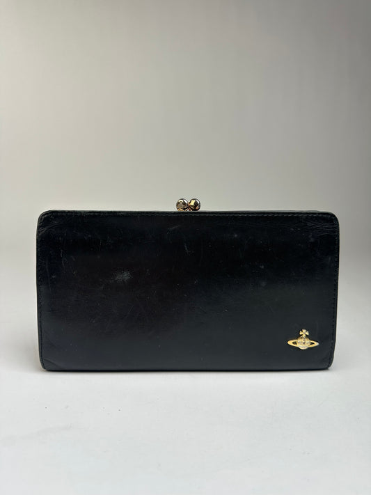 Vintage Vivienne Westwood Bifold Wallet Late 1990s Black Gold