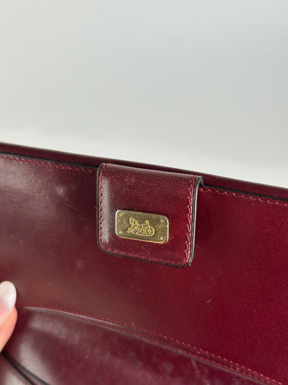 Portefeuille vintage en cuir Céline Paris bordeaux