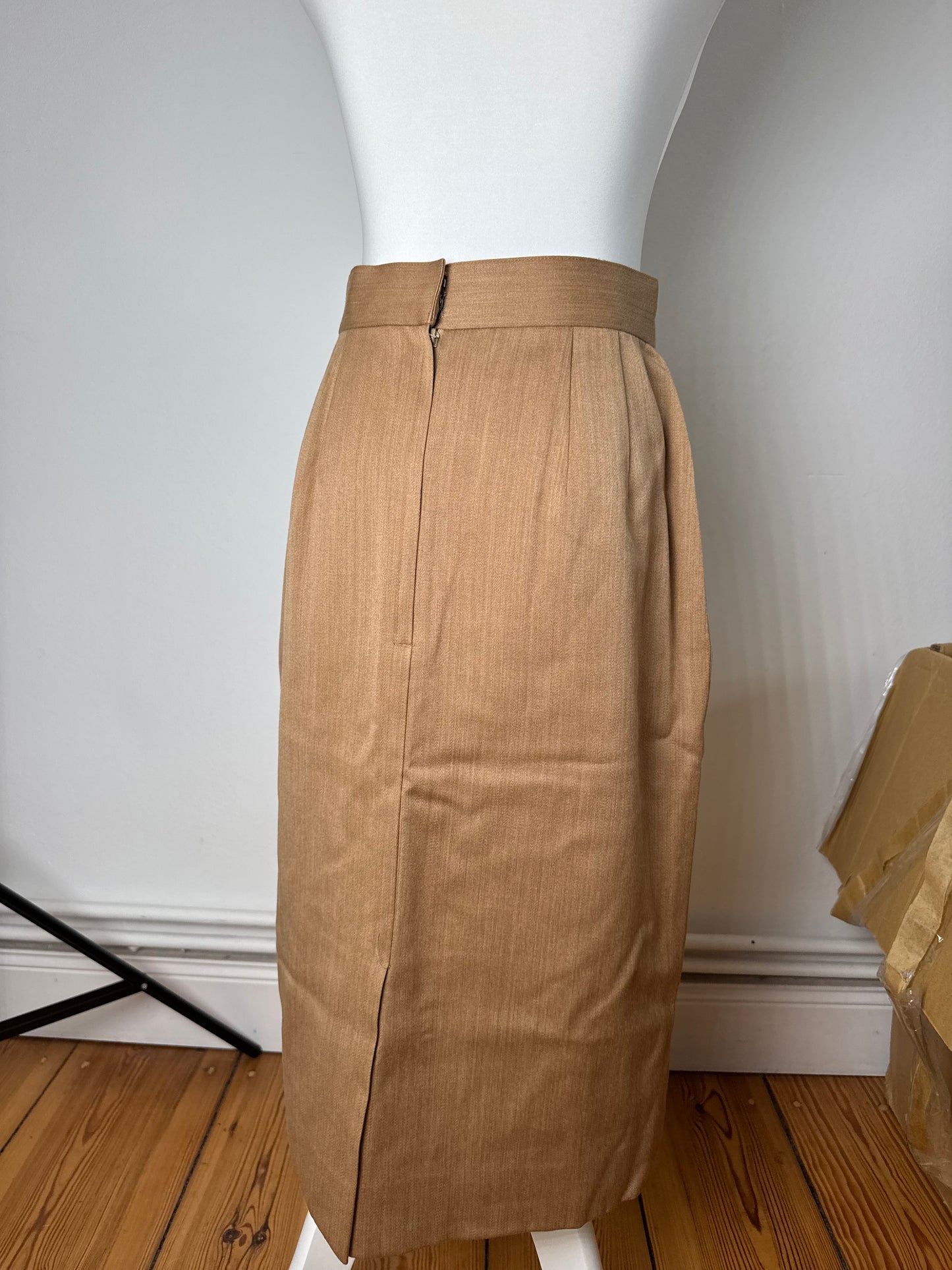 Vintage Dior Linen Skirt Brown L