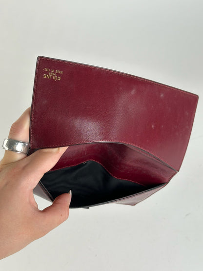 Portefeuille vintage en cuir Céline Paris bordeaux