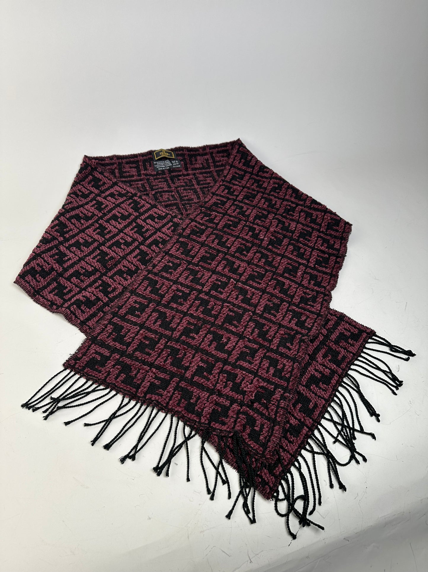 Vintage Fendi FF Monogram Shawl Black Pink