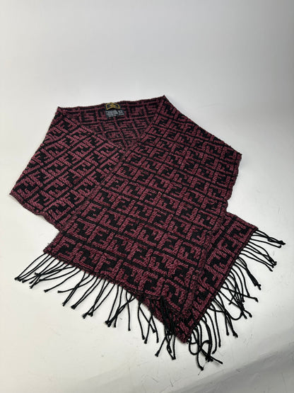 Vintage Fendi FF Monogram Shawl Black Pink