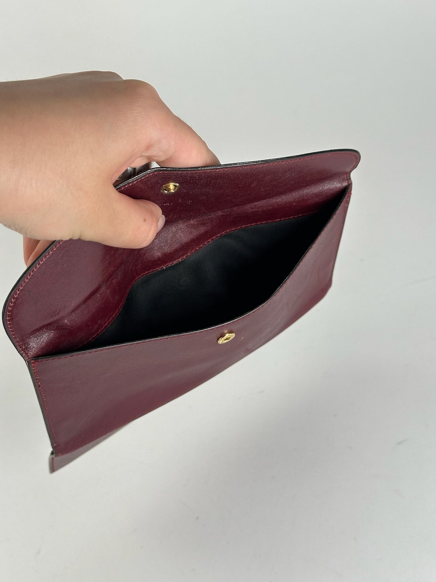 Portefeuille vintage en cuir Céline Paris bordeaux