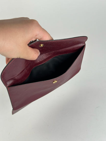 Portefeuille vintage en cuir Céline Paris bordeaux
