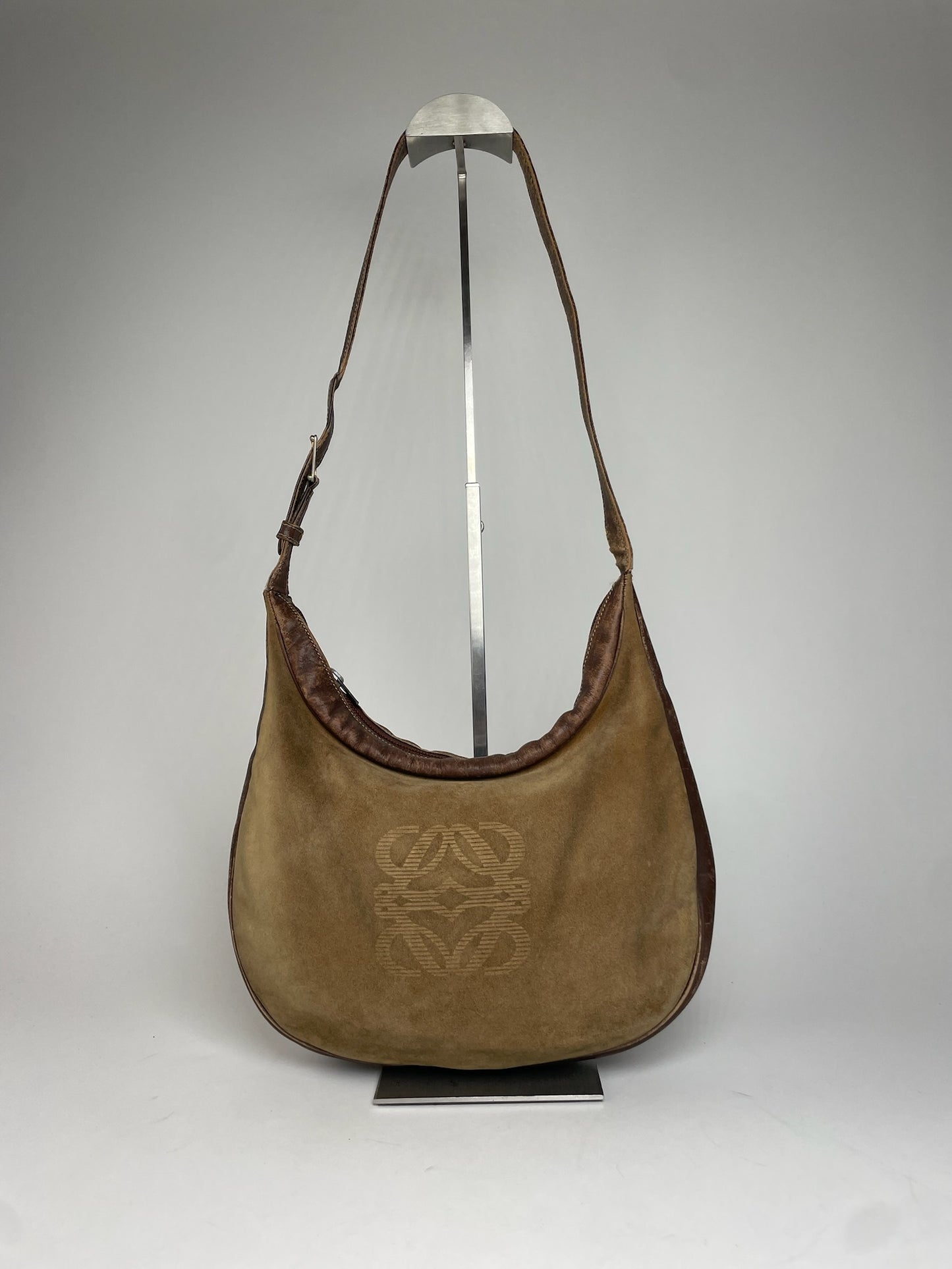 Vintage Loewe Madrid Multiway Suede Leather Bag Camel