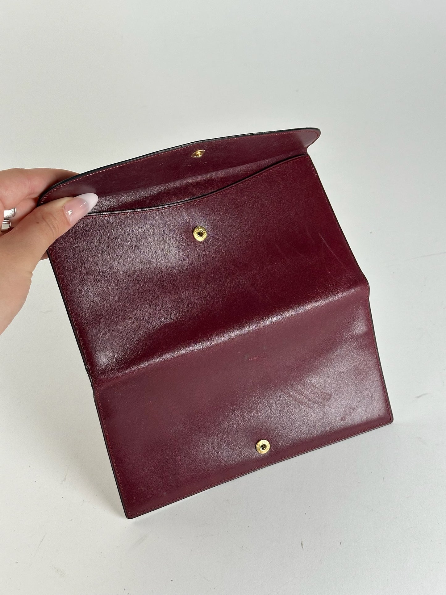 Portefeuille vintage en cuir Céline Paris bordeaux