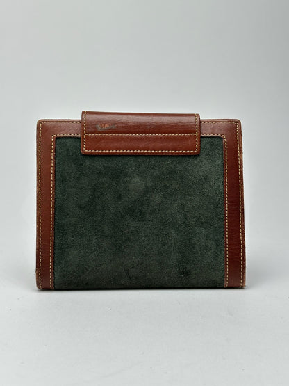 Portefeuille vintage en cuir suédé Loewe Madrid marron vert