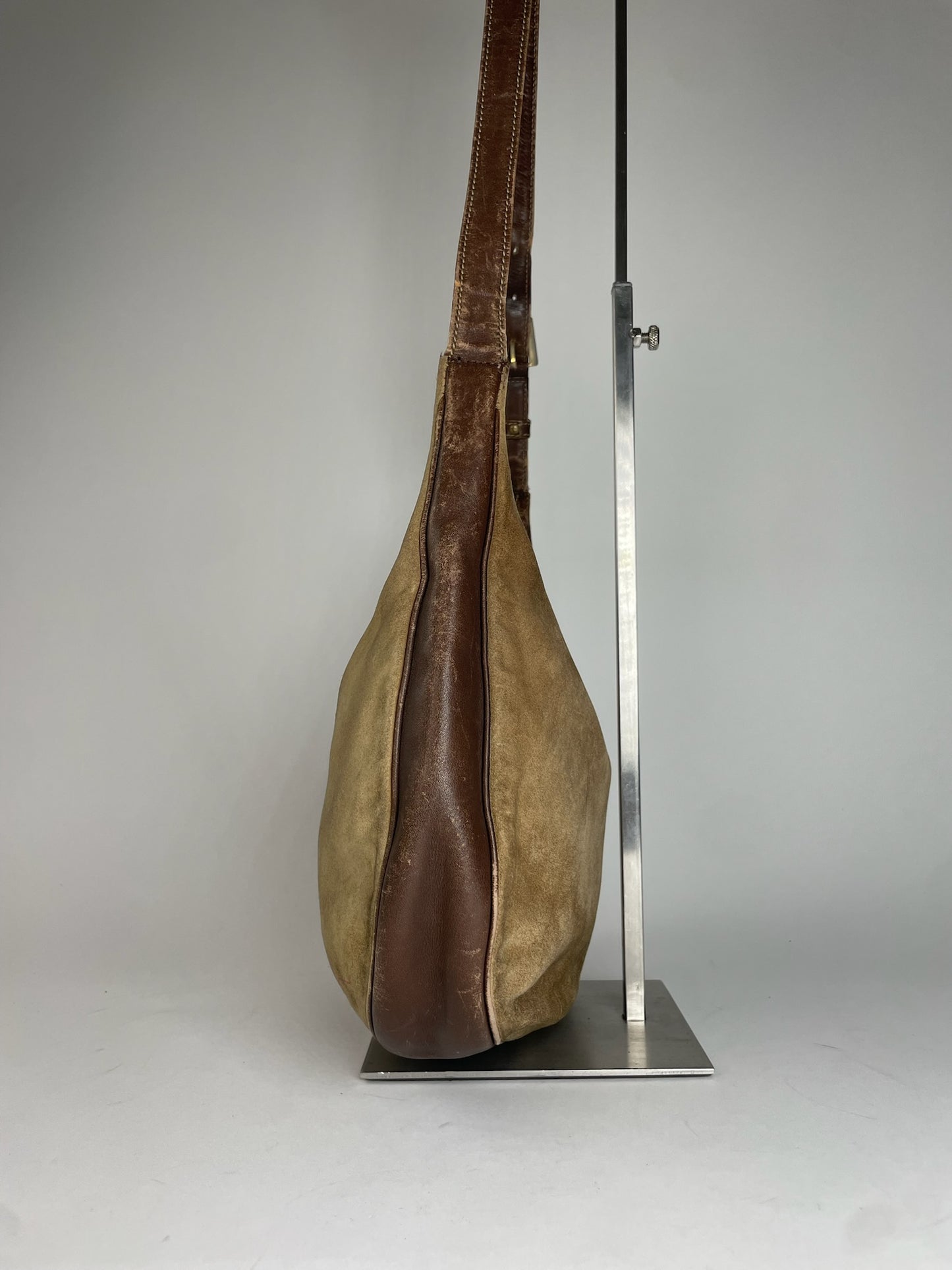 Vintage Loewe Madrid Multiway Suede Leather Bag Camel