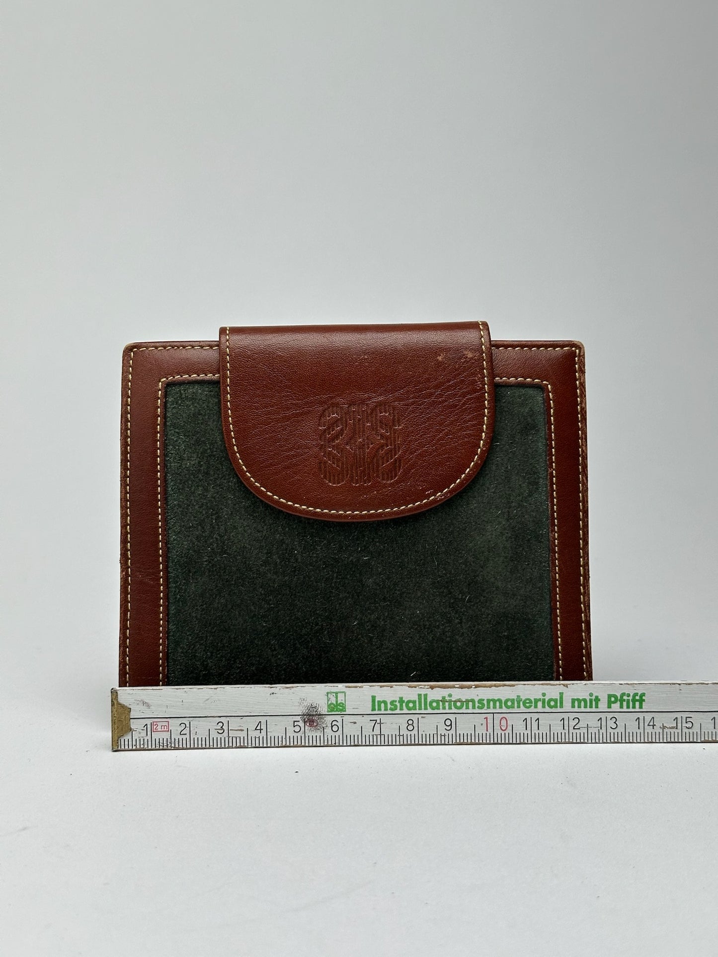 Portefeuille vintage en cuir suédé Loewe Madrid marron vert