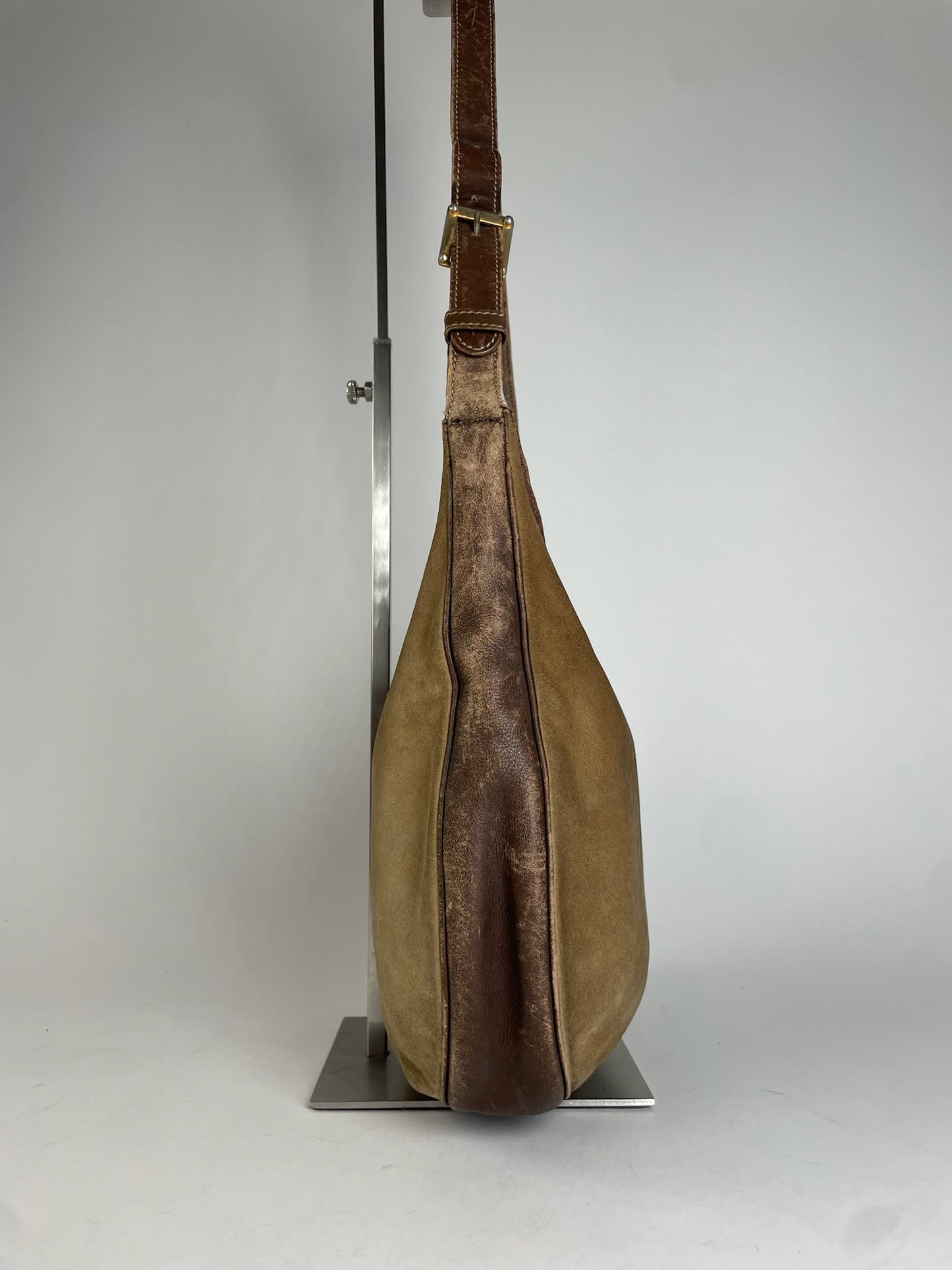 Vintage Loewe Madrid Multiway Suede Leather Bag Camel