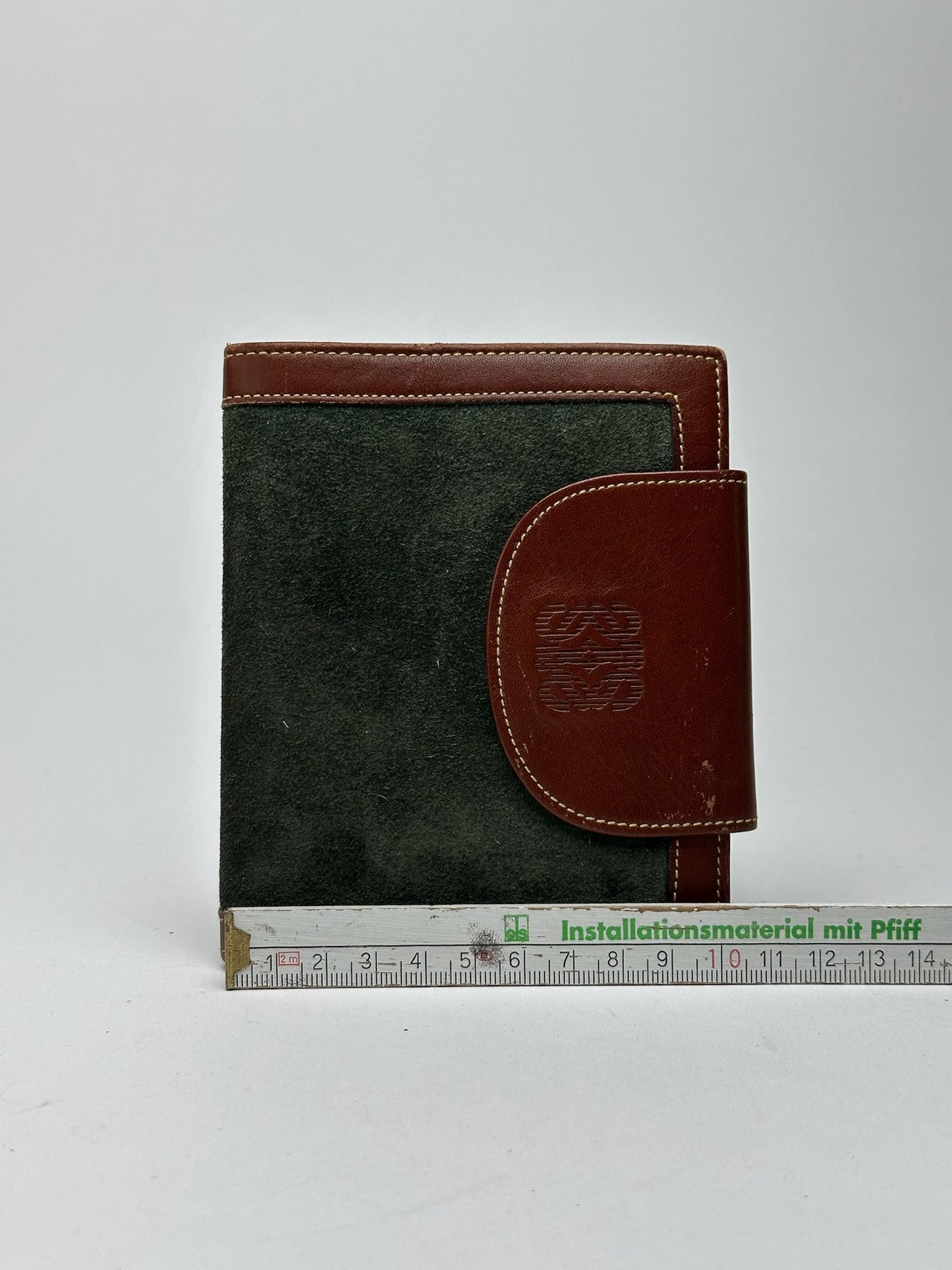 Portefeuille vintage en cuir suédé Loewe Madrid marron vert