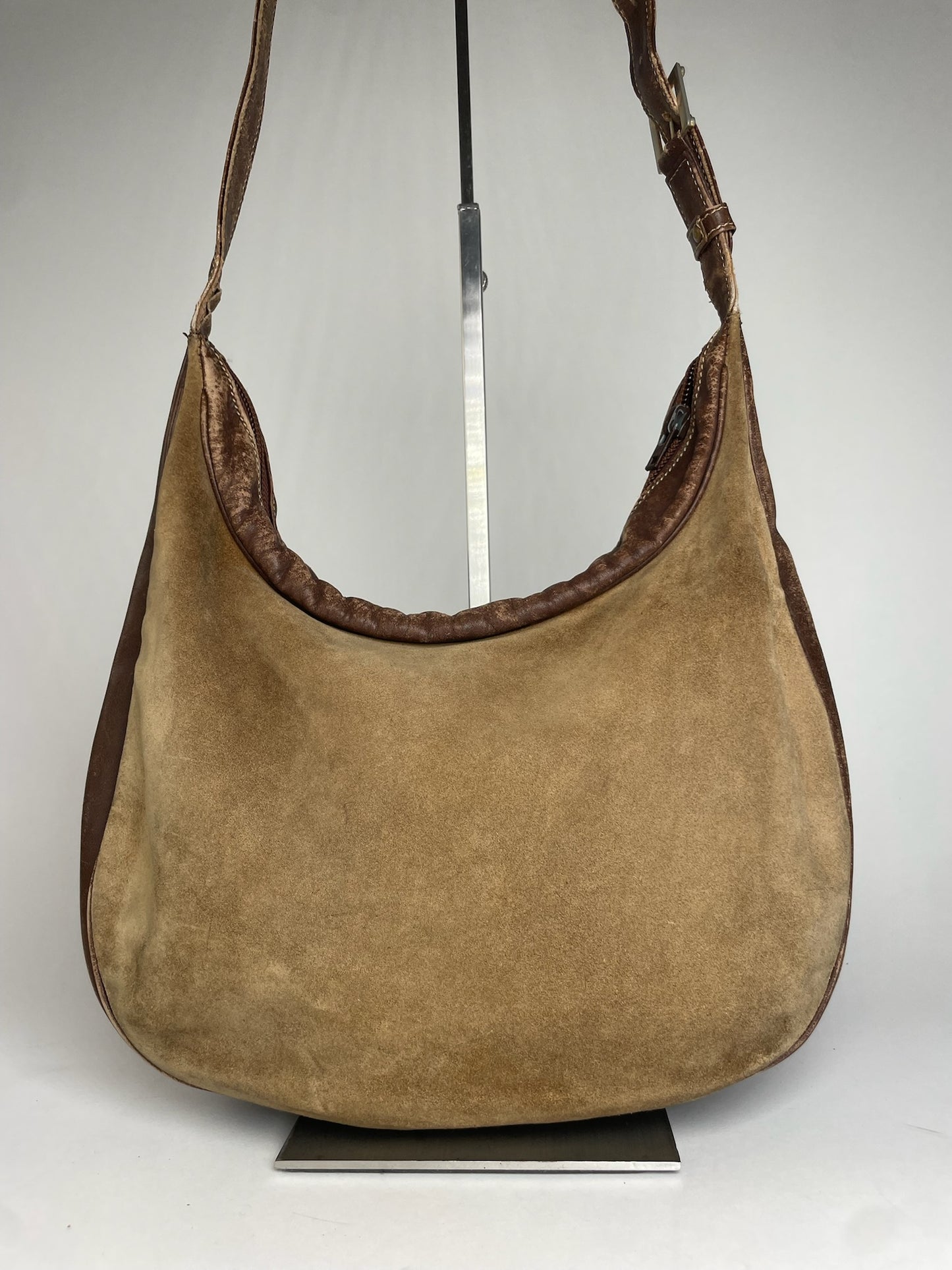 Vintage Loewe Madrid Multiway Suede Leather Bag Camel