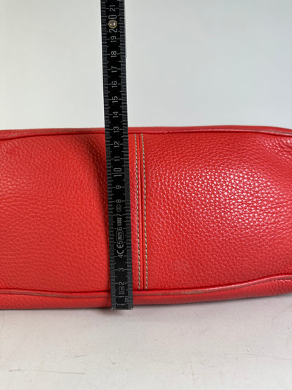 Vintage Celine Textured Leather Tote Red Silver