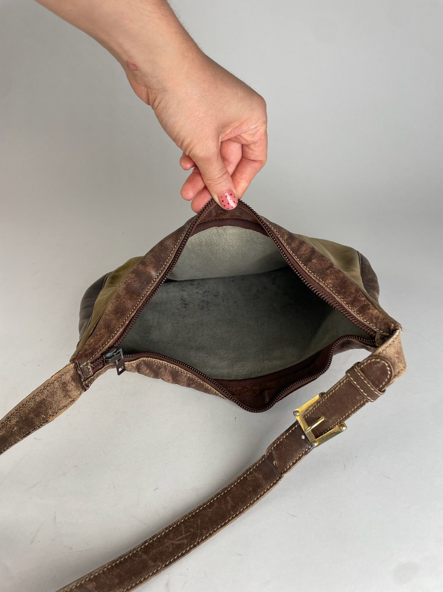 Vintage Loewe Madrid Multiway Suede Leather Bag Camel