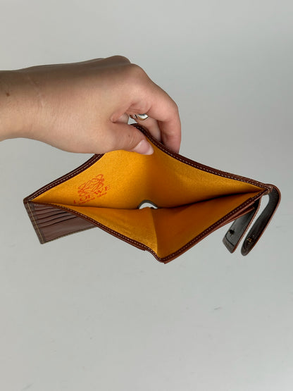 Portefeuille vintage en cuir suédé Loewe Madrid marron vert