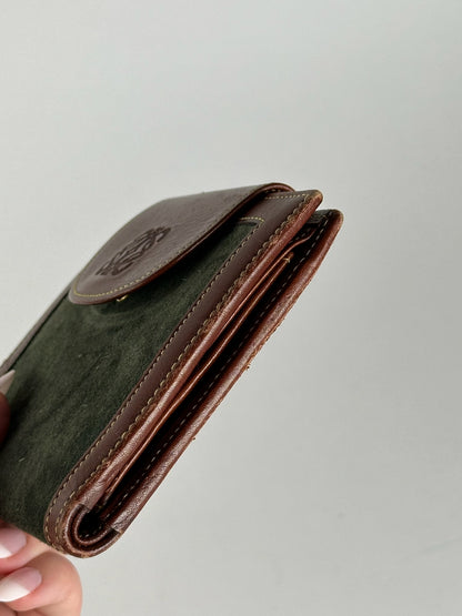 Portefeuille vintage en cuir suédé Loewe Madrid marron vert