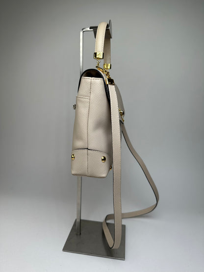 Vintage Bottega Veneta Woven Leather Shoulder Bag Cream Gold