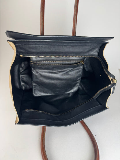 Vintage Celine Paris Luggage Bag Beige Black