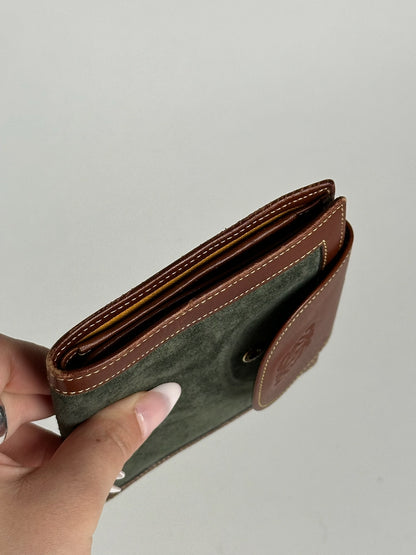Portefeuille vintage en cuir suédé Loewe Madrid marron vert