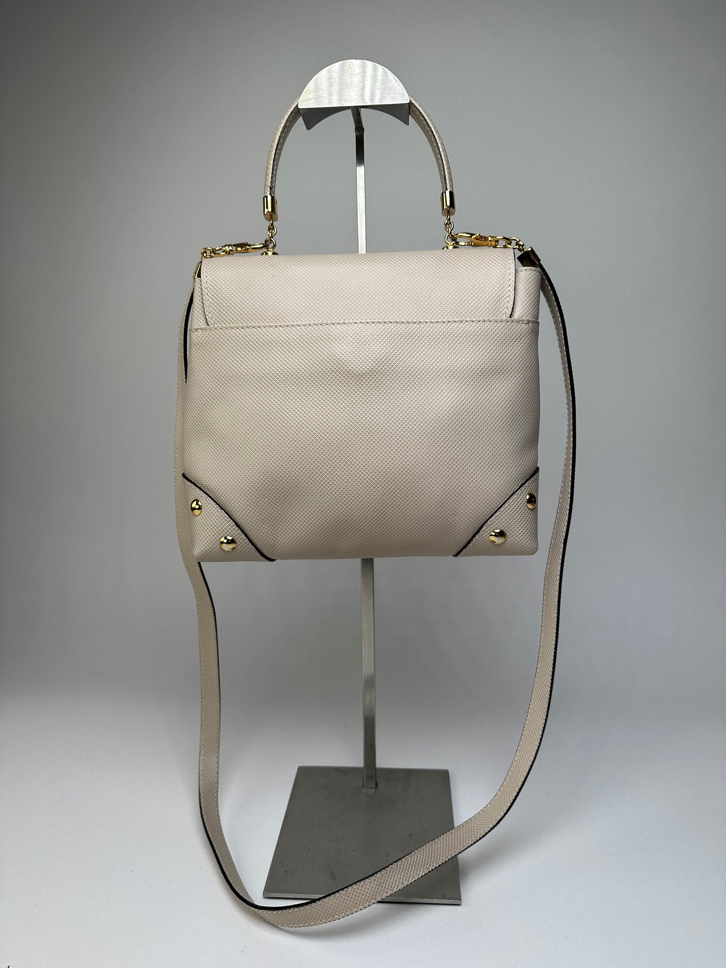 Vintage Bottega Veneta Woven Leather Shoulder Bag Cream Gold