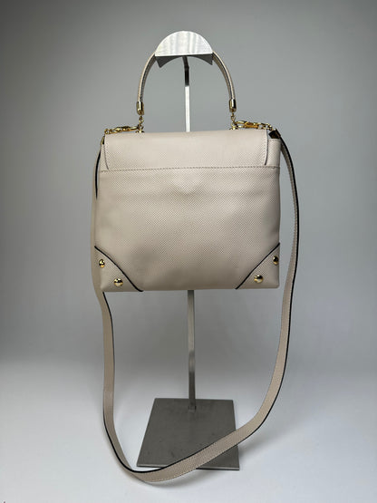 Vintage Bottega Veneta Woven Leather Shoulder Bag Cream Gold