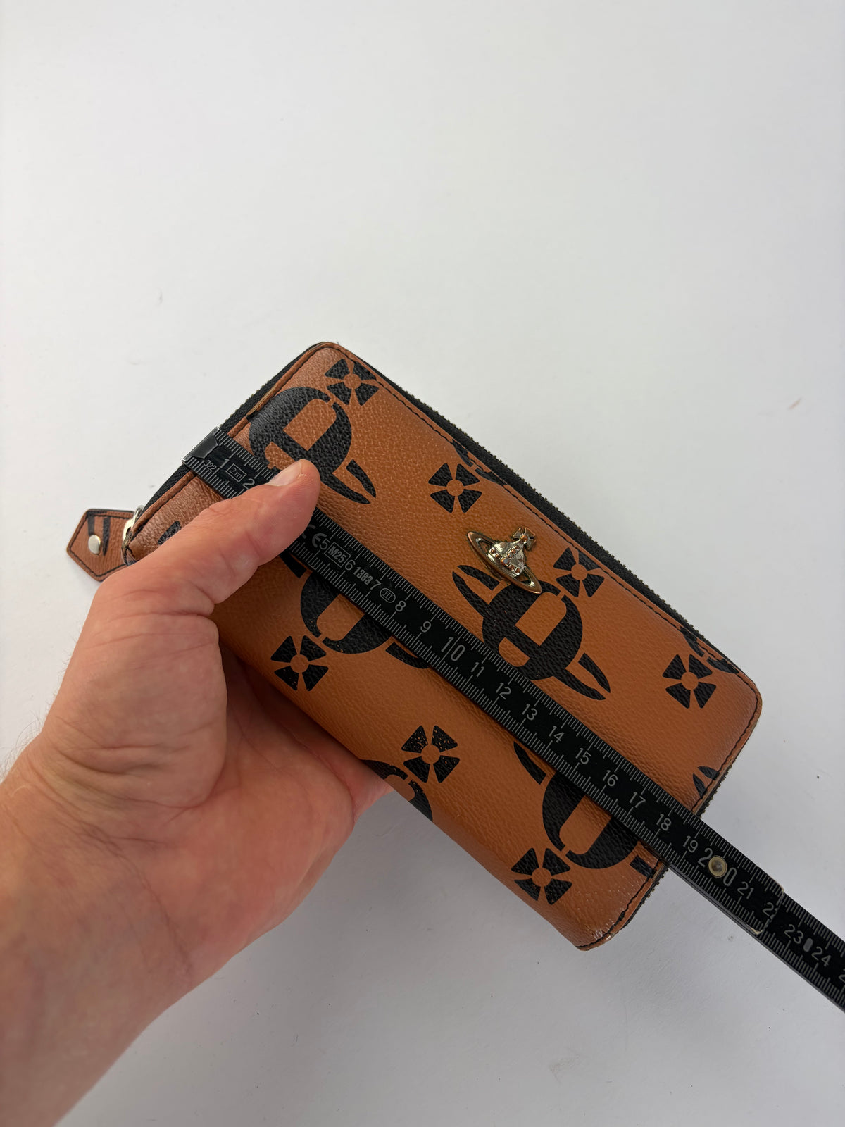 Vintage Vivienne Westwood Logo Print Leather Bifold Wallet Orange Black