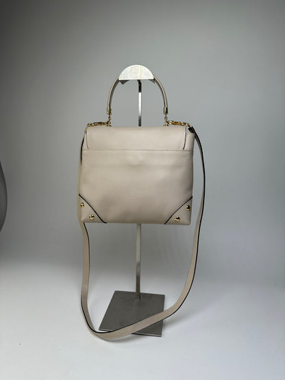 Vintage Bottega Veneta Woven Leather Shoulder Bag Cream Gold