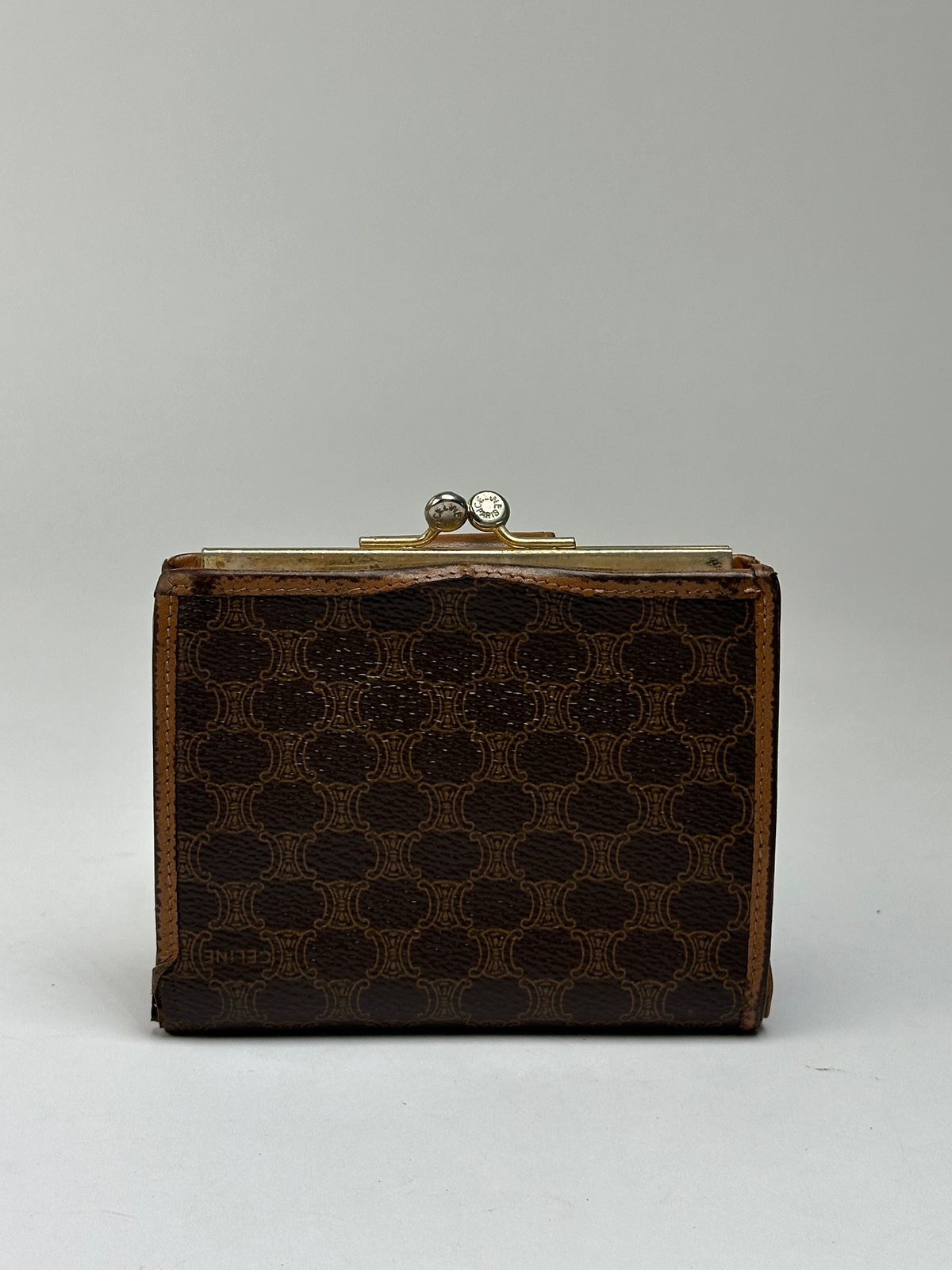 Vintage Celine Macadam Canvas Wallet c. Late 1980s Brown