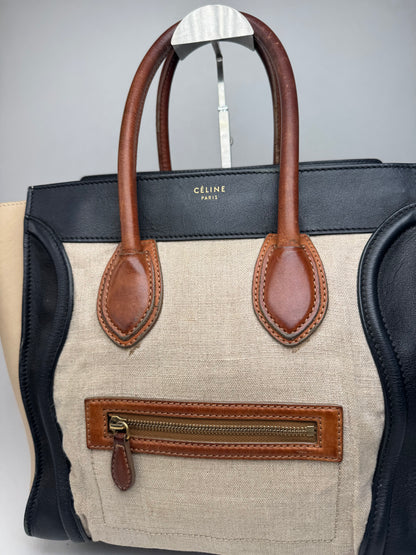 Vintage Celine Paris Luggage Bag Beige Black