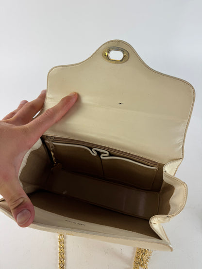 Sac vintage en cuir beige Céline Paris