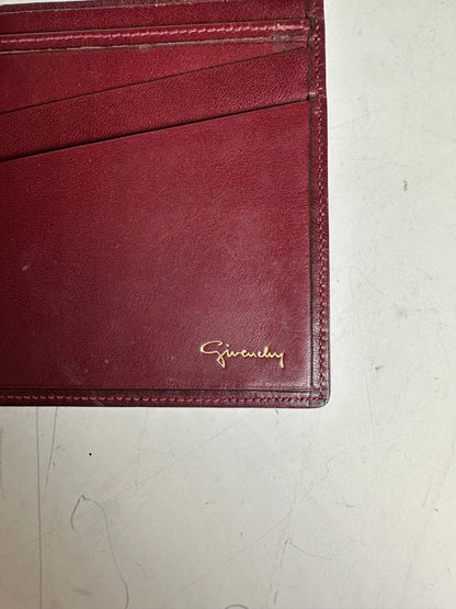 Vintage Givenchy Leather Wallet Burgundy Gold Corners