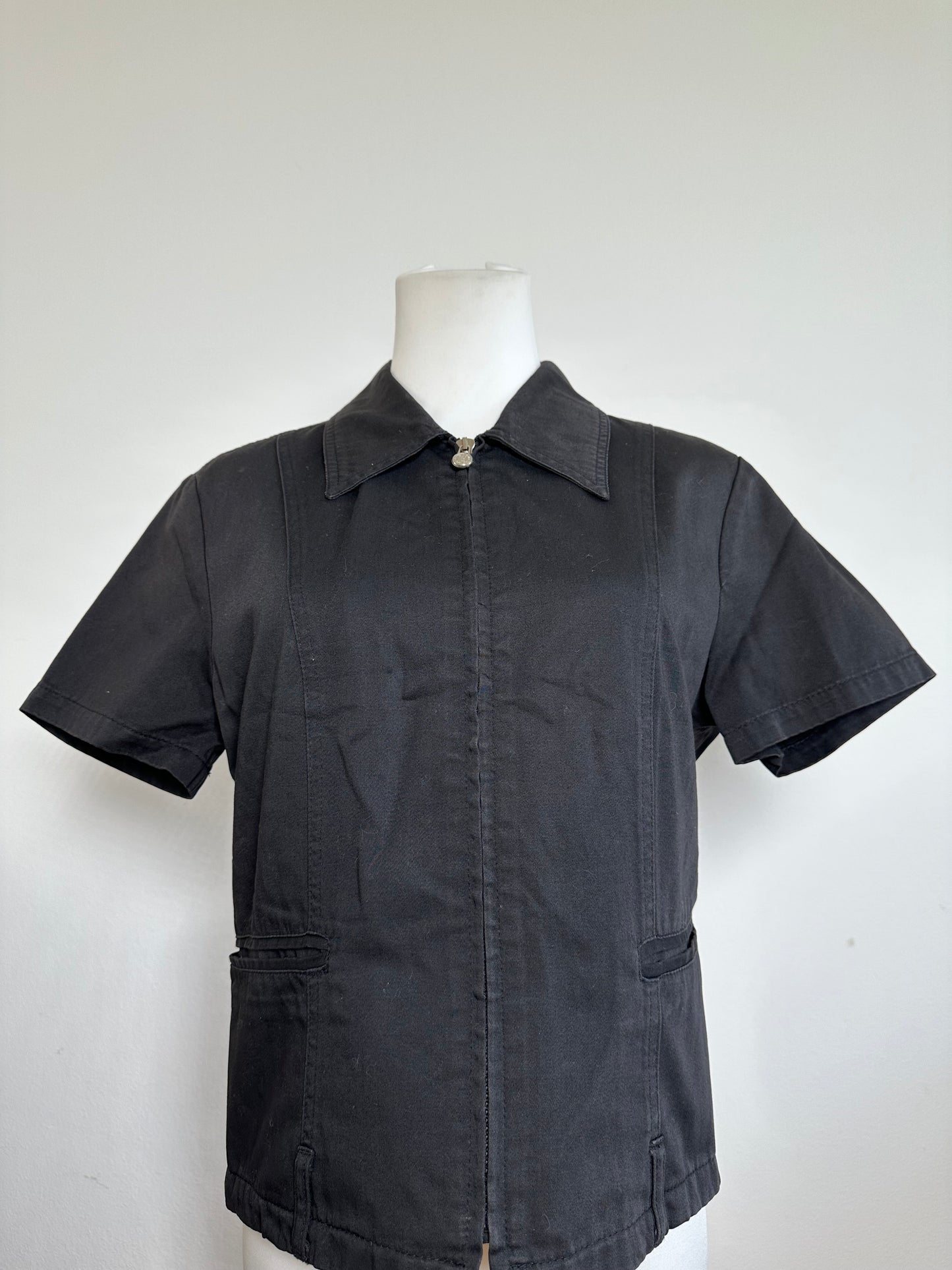 Vintage Fendi Roma Zipper Shirt / Mini Jacket Black