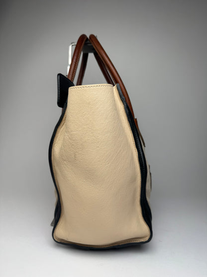 Vintage Celine Paris Luggage Bag Beige Black