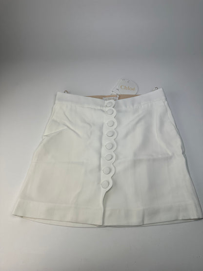 Vintage Chloe Viscose Blend Mini Skirt Off-White