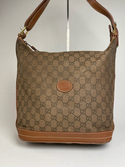 Vintage Gucci Monogram Bucket 2Way Bag Brown