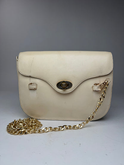 Sac vintage en cuir beige Céline Paris