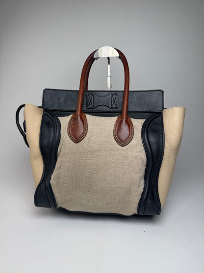 Vintage Celine Paris Luggage Bag Beige Black