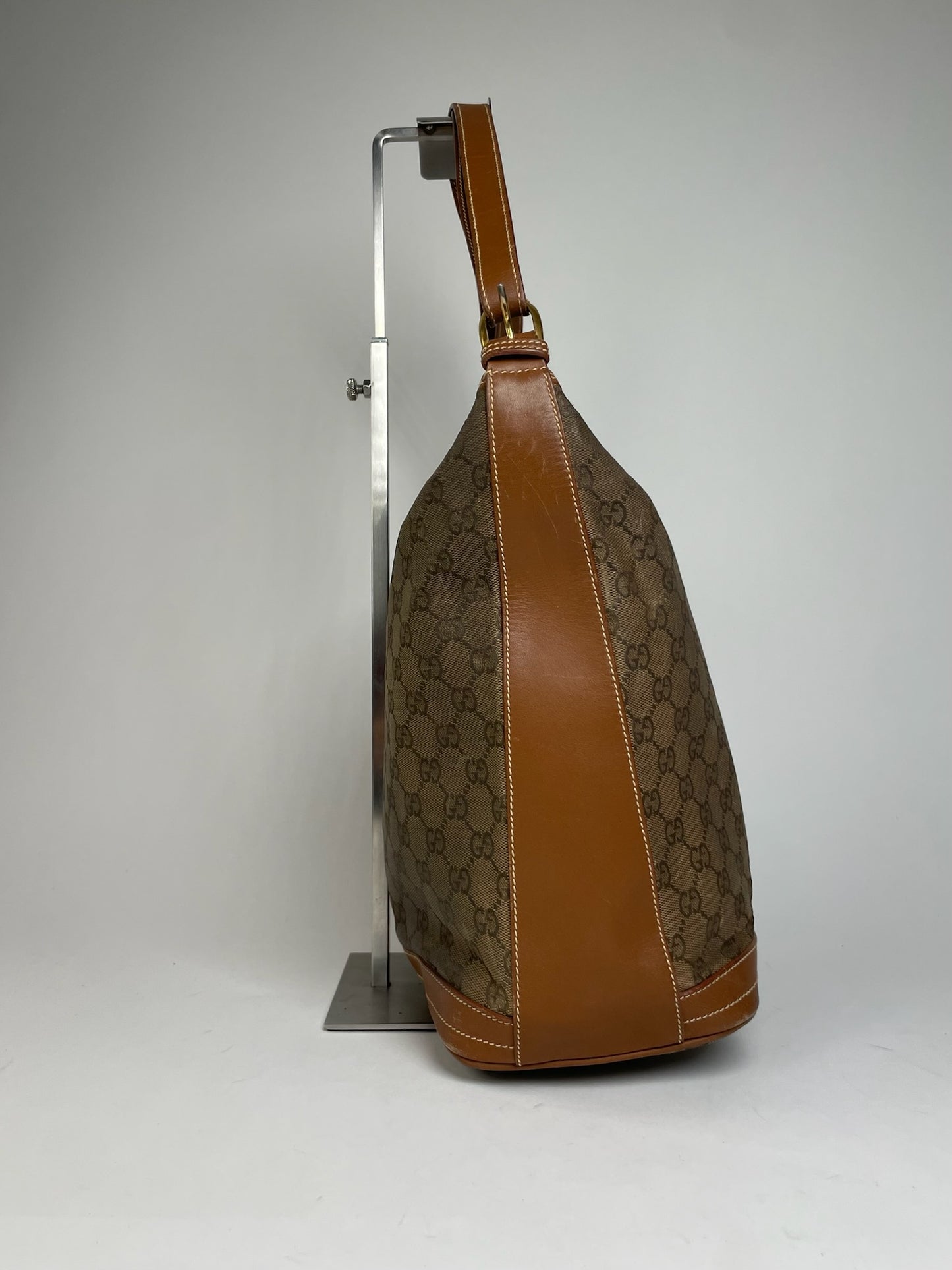 Vintage Gucci Monogram Bucket 2Way Bag Brown