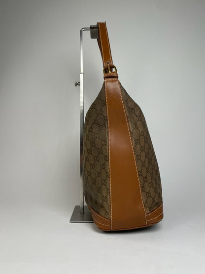 Vintage Gucci Monogram Bucket 2Way Bag Brown