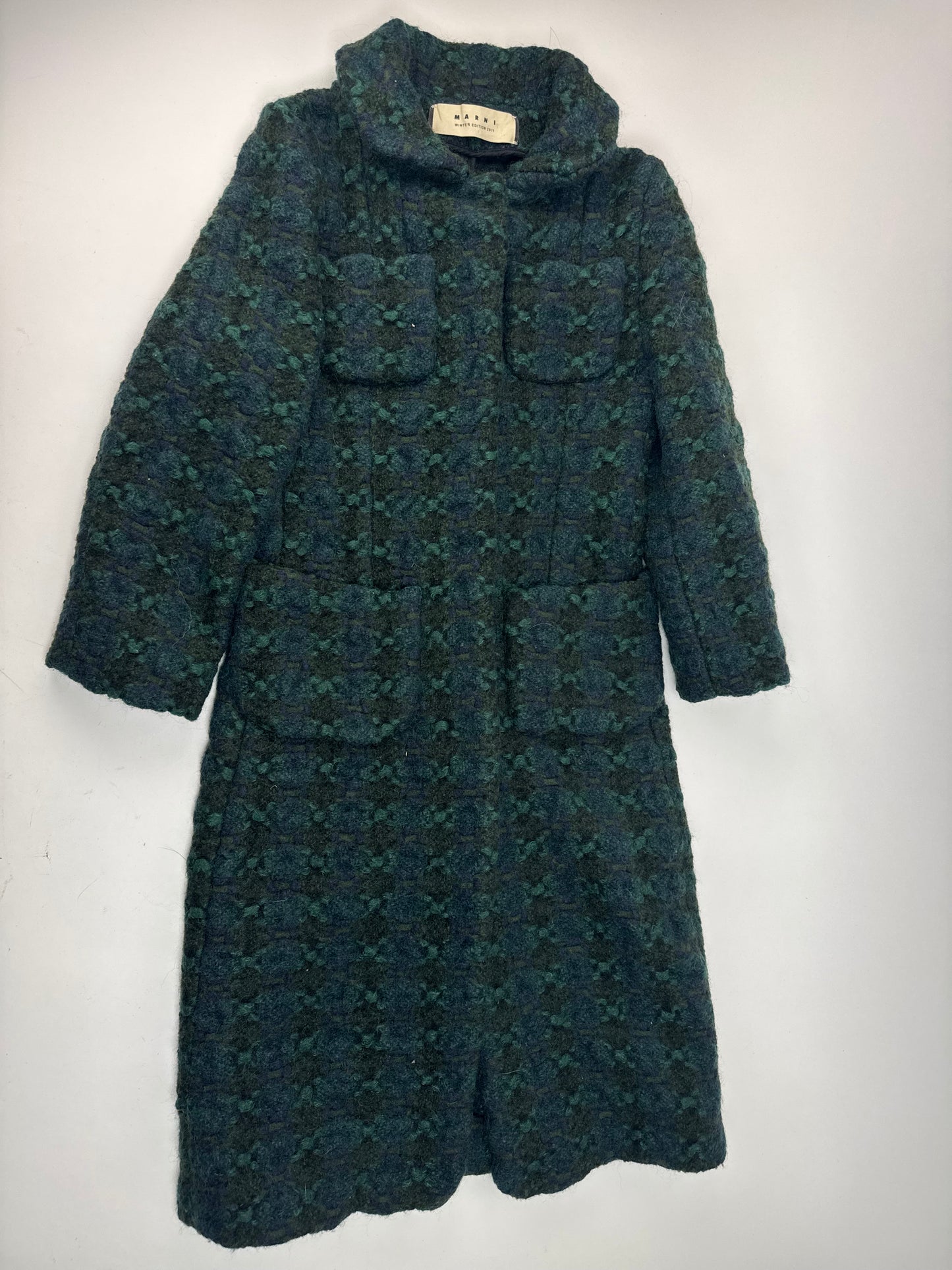 Vintage Marni Wool Trenchcoat Blue Green