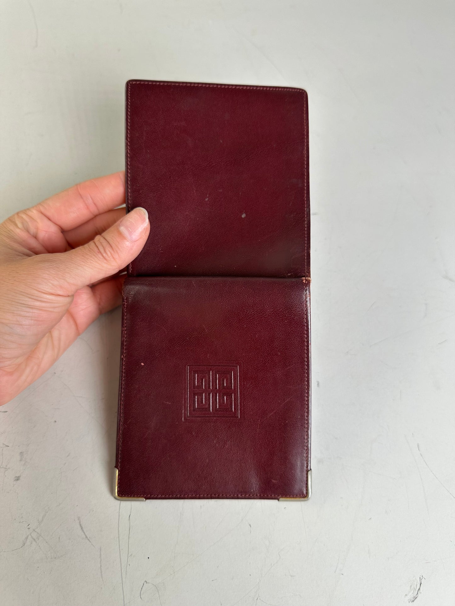 Vintage Givenchy Leather Wallet Burgundy Gold Corners