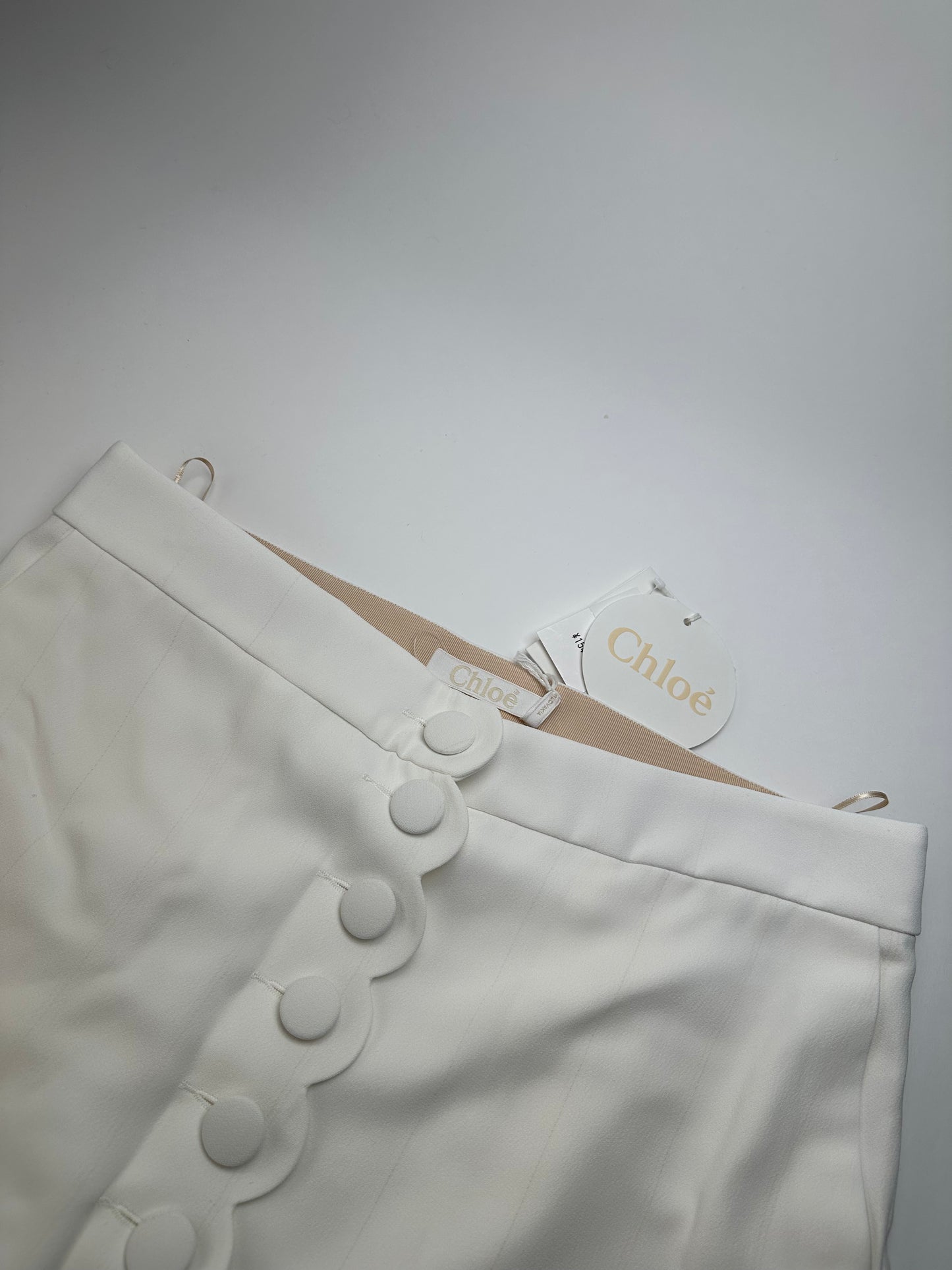 Vintage Chloe Viscose Blend Mini Skirt Off-White